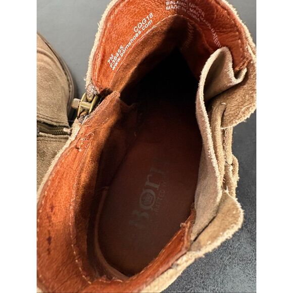 Born Bessie Brown Suede Leather Side Zip Ankle Boot US Women Size 7 - Picture 8 of 10